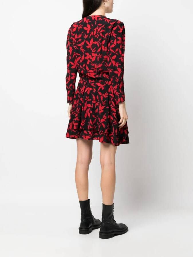 Zadig&Voltaire Mini-jurk met bladprint Zwart