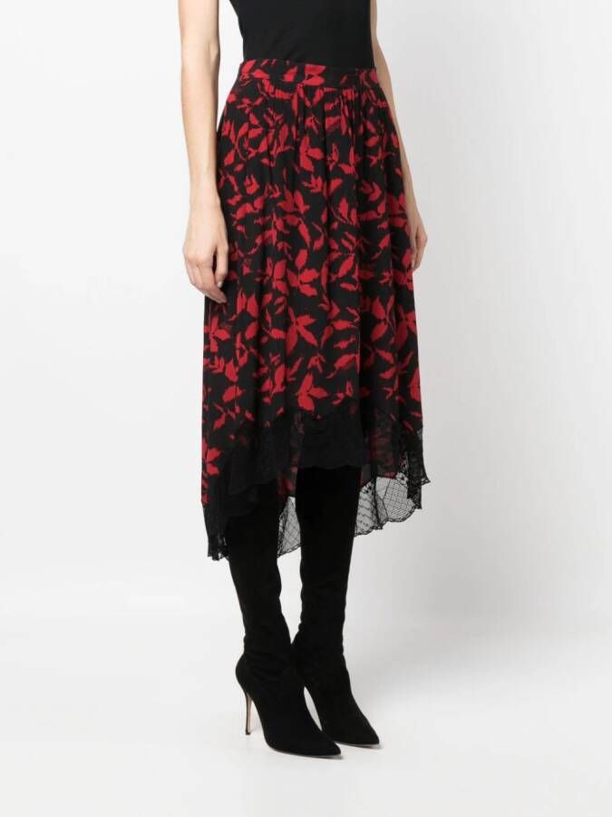 Zadig&Voltaire Rok met bladerprint Zwart