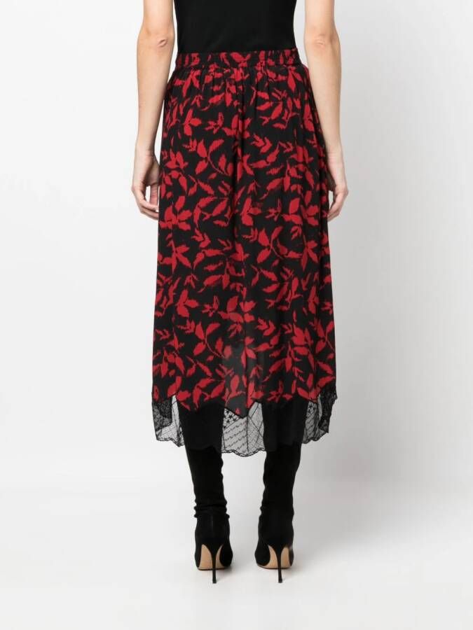 Zadig&Voltaire Rok met bladerprint Zwart
