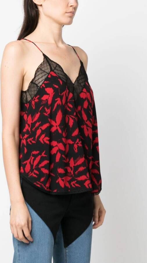 Zadig&Voltaire Tanktop met bladerprint Zwart