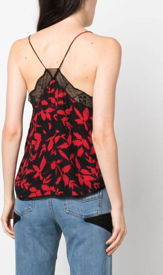 Zadig&Voltaire Tanktop met bladerprint Zwart
