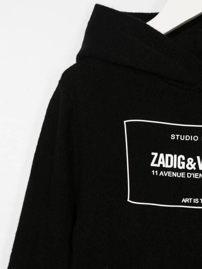 Zadig & Voltaire Kids Hoodie met logoprint Zwart