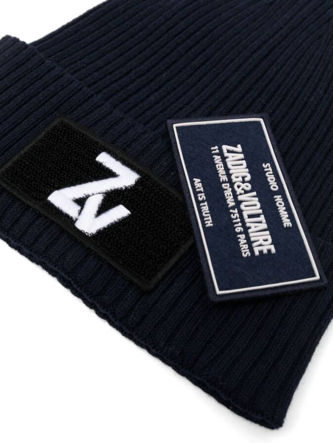 Zadig & Voltaire Kids Muts met geborduurd logo Blauw