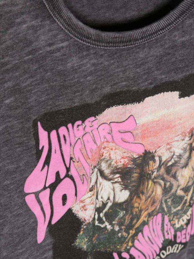 Zadig & Voltaire Kids T-shirt met grafische print Grijs