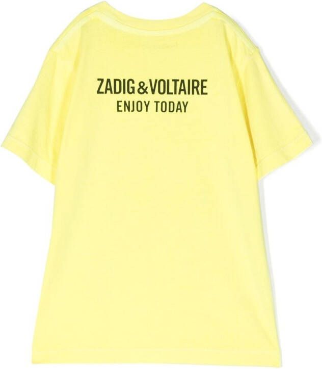 Zadig & Voltaire Kids T-shirt met logoprint Geel