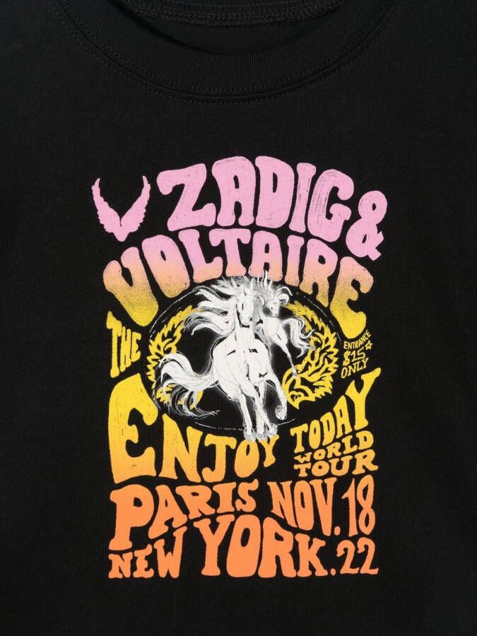 Zadig & Voltaire Kids T-shirt met logoprint Zwart