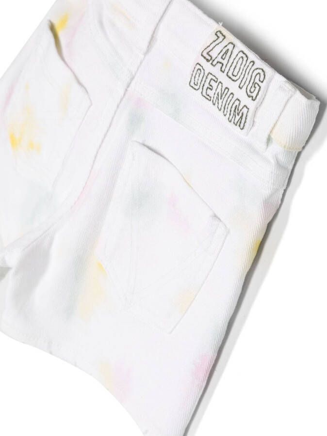 Zadig & Voltaire Kids Spijkershorts met tie-dye print Wit
