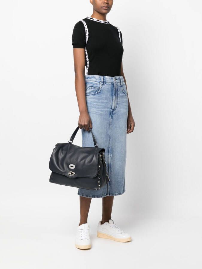 Zanellato Postina leren shopper Blauw