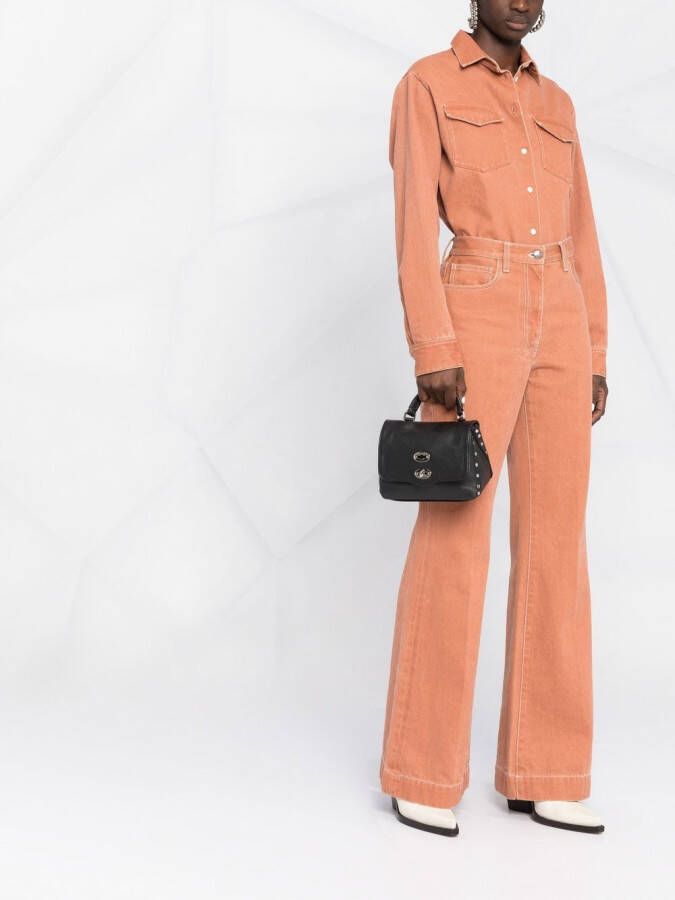 Zanellato Postina leren shopper Zwart