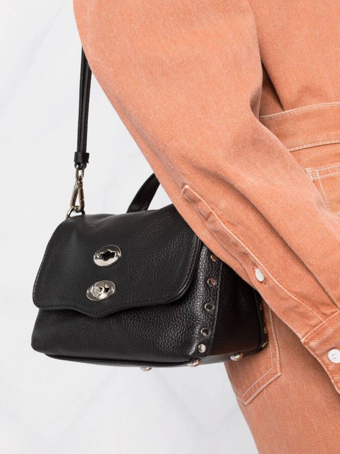Zanellato Postina leren shopper Zwart