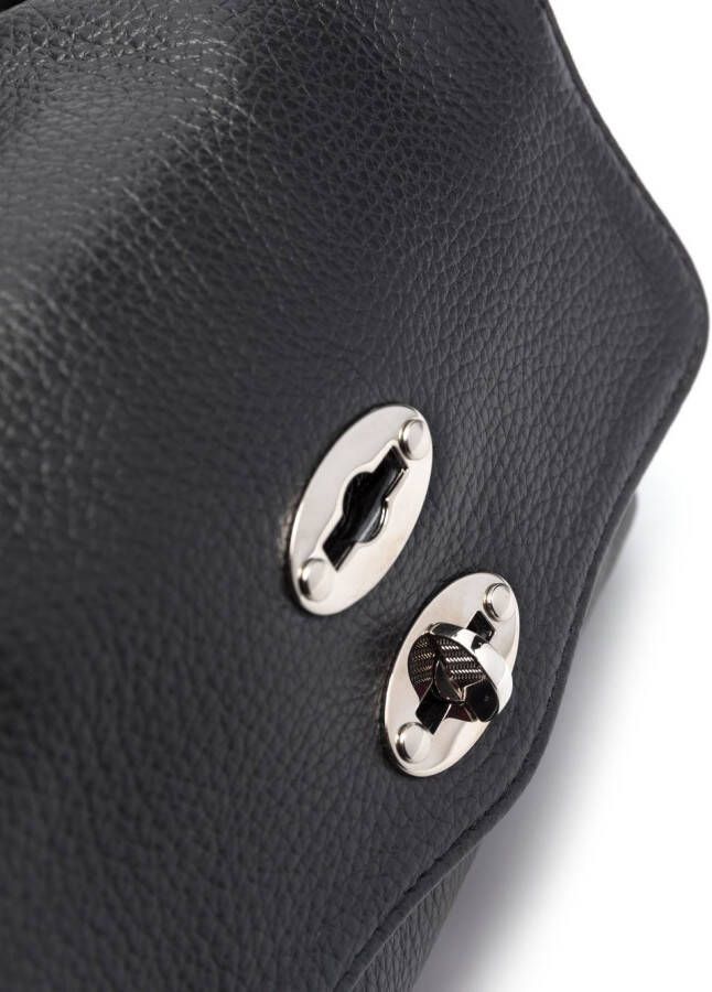 Zanellato Postina leren shopper Zwart
