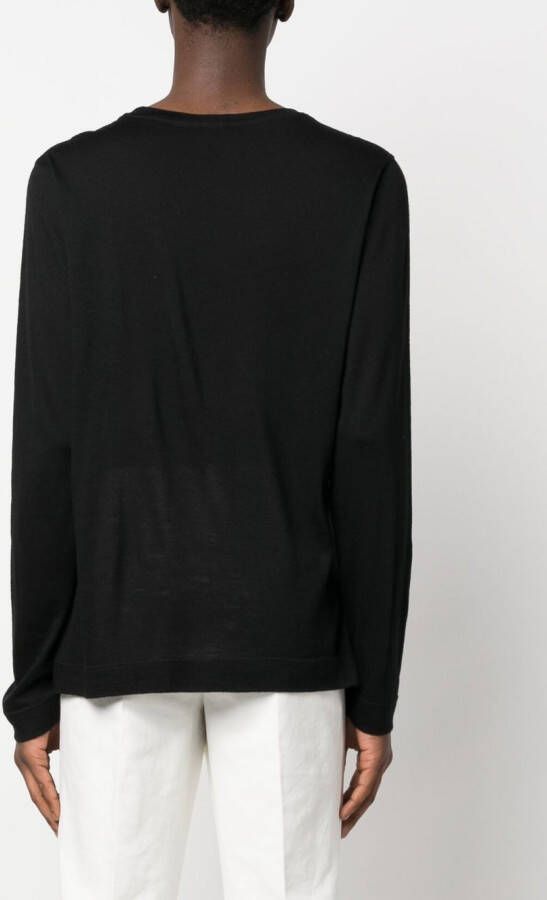 Zanone T-shirt van scheerwol met ronde hals Zwart