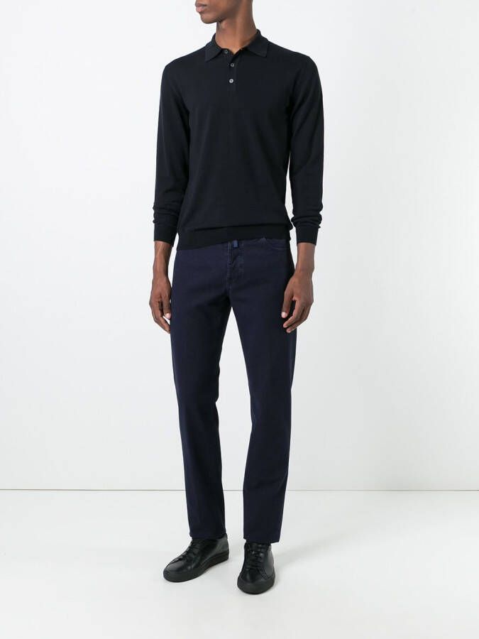 Zanone geruit poloshirt Blauw
