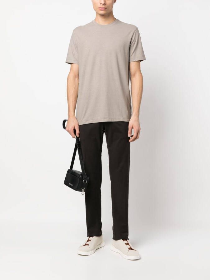 Zanone T-shirt met ronde hals Beige