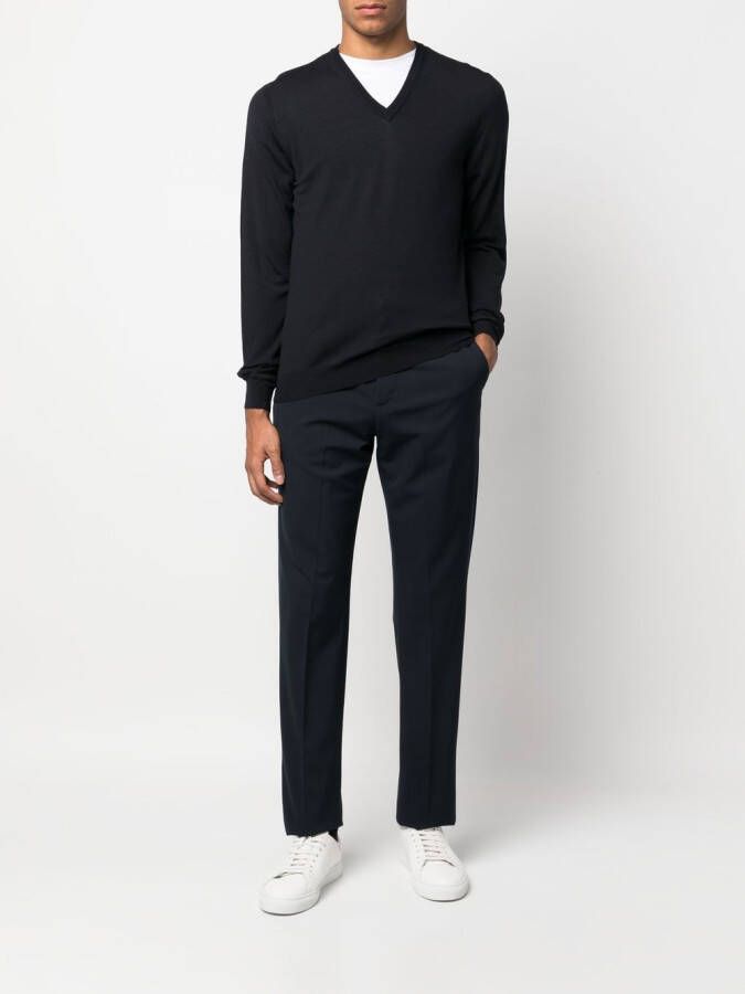 Zanone Trui met V-hals Blauw