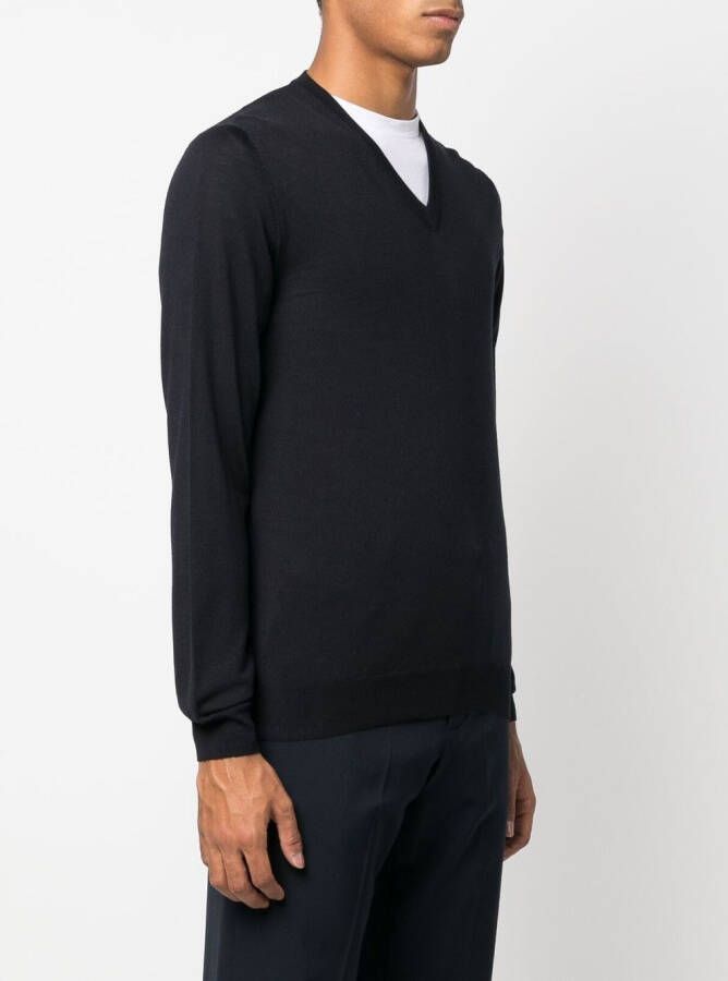 Zanone Trui met V-hals Blauw