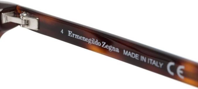 Zegna Bril met rechthoekig montuur Bruin