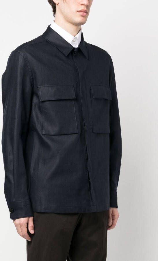 Zegna Linnen shirtjack Blauw