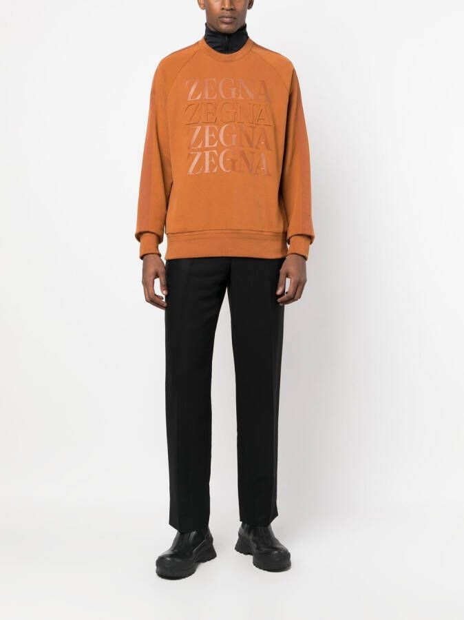 Zegna Sweater met logo-reliëf Oranje