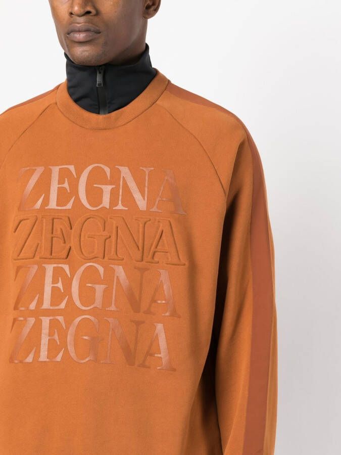 Zegna Sweater met logo-reliëf Oranje