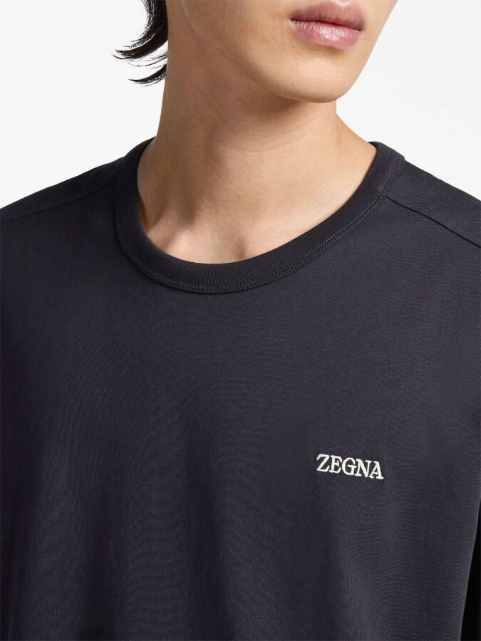 Zegna T-shirt met geborduurd logo Blauw