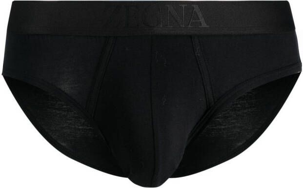 Zegna Twee boxershorts met logoband Zwart