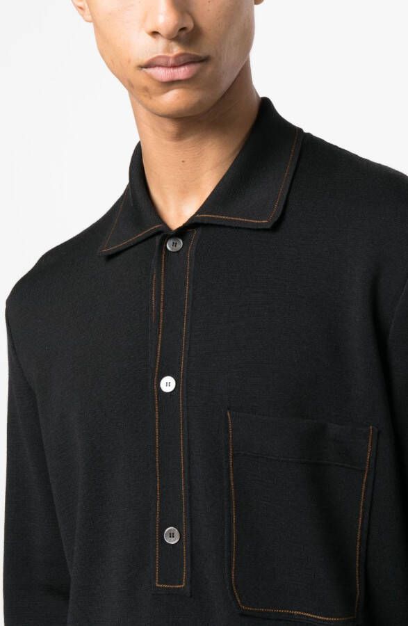 Zegna Poloshirt met contrasterend stiksel Zwart