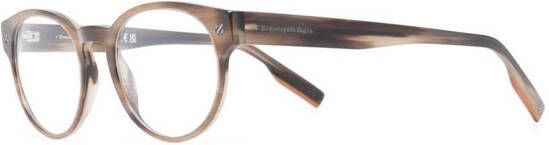 Zegna Bril met rond montuur Bruin