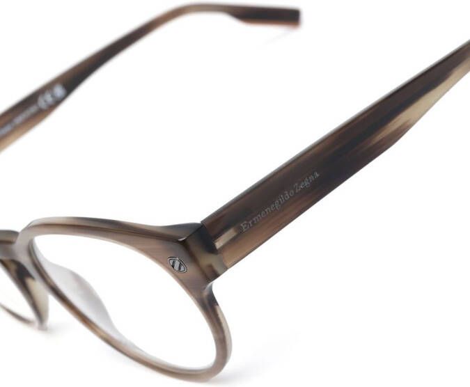 Zegna Bril met rond montuur Bruin