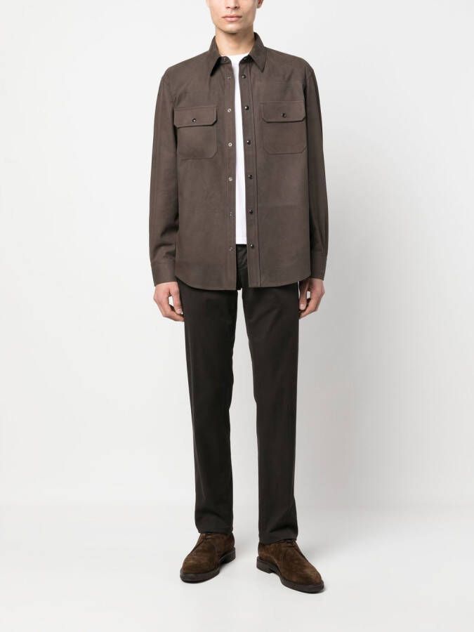 Zegna Suède shirtjack Bruin