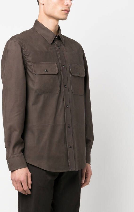 Zegna Suède shirtjack Bruin