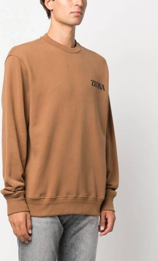 Zegna Sweater met logo-reliëf Bruin