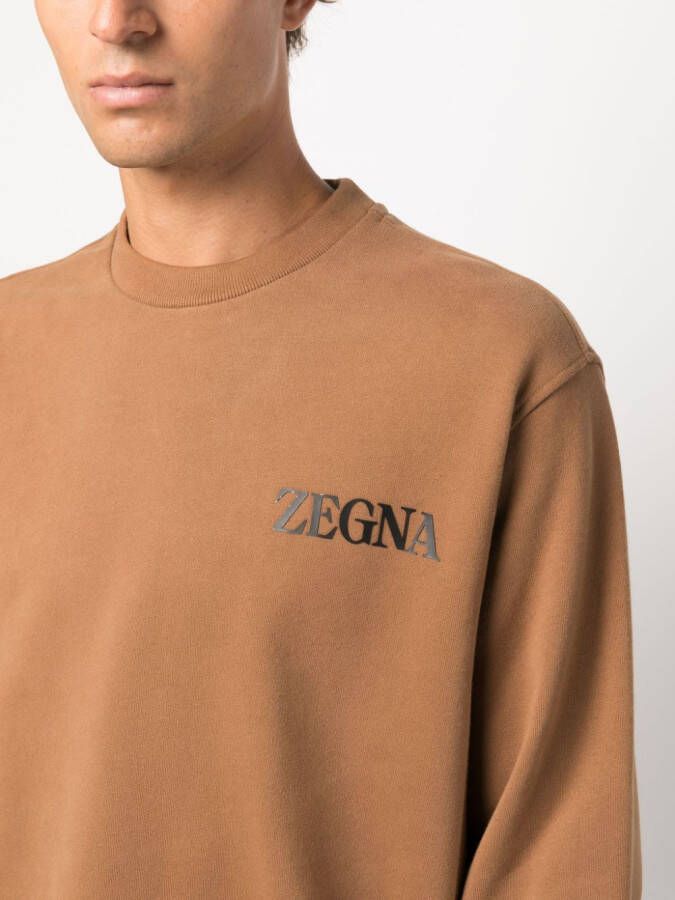 Zegna Sweater met logo-reliëf Bruin