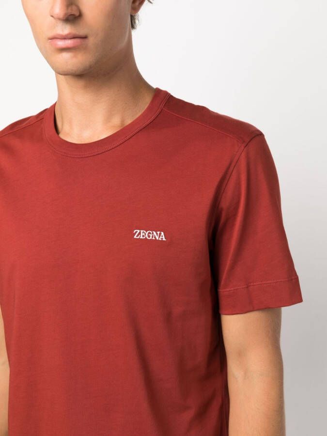 Zegna T-shirt met geborduurd logo Oranje
