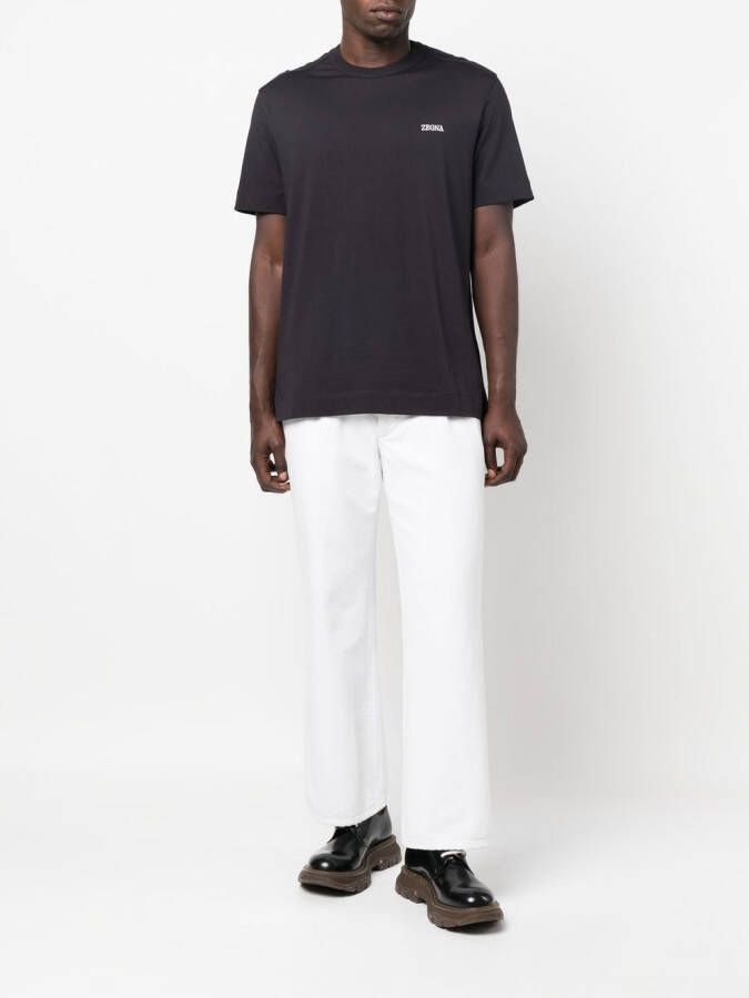 Zegna T-shirt met geborduurd logo Zwart