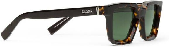 Zegna Zonnebril met vierkant montuur Bruin