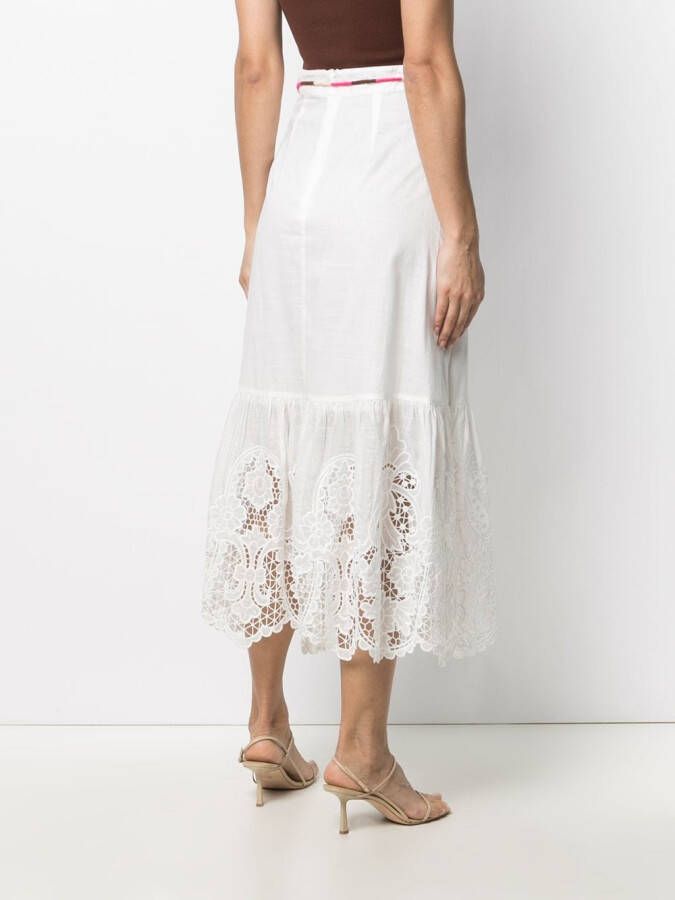 ZIMMERMANN Broderie anglaise midi-rok Wit