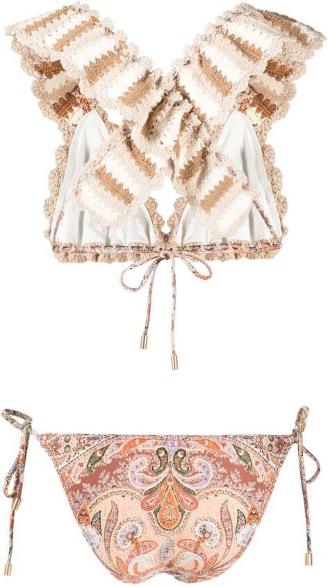 ZIMMERMANN Devi bikini met gehaakte afwerking Bruin