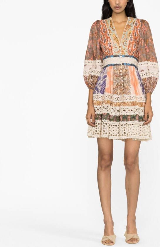 ZIMMERMANN Devi midi-jurk met paisley-print Beige