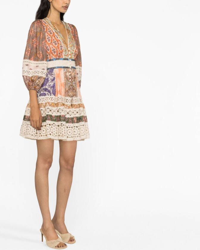 ZIMMERMANN Devi midi-jurk met paisley-print Beige