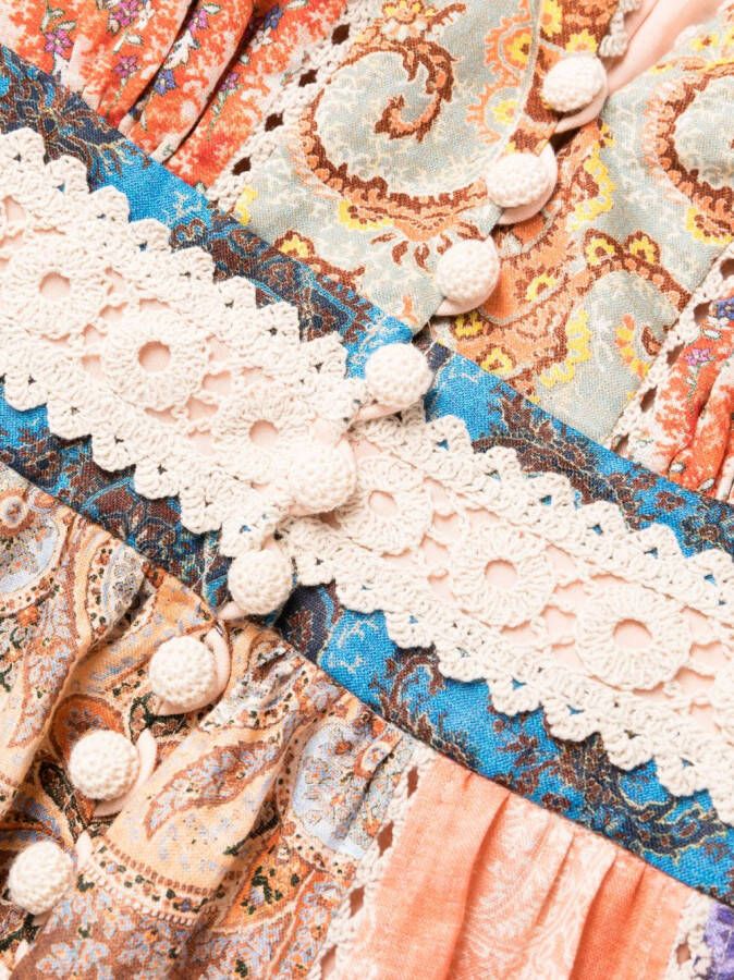 ZIMMERMANN Devi midi-jurk met paisley-print Beige