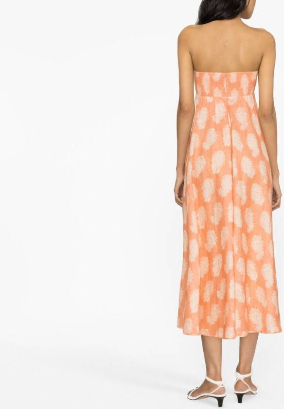 ZIMMERMANN Midi-jurk met paisley-print Oranje