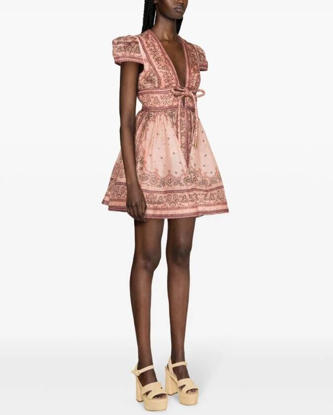 ZIMMERMANN Flared mini-jurk met bandanaprint Roze