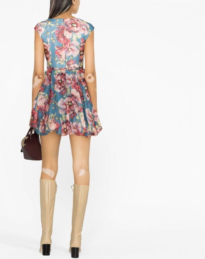 ZIMMERMANN Mini-jurk met bloemenprint Blauw