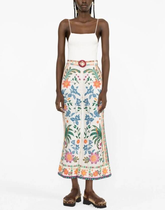 ZIMMERMANN Broek met bloemenprint Wit