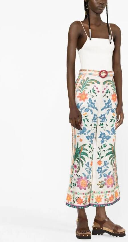 ZIMMERMANN Broek met bloemenprint Wit
