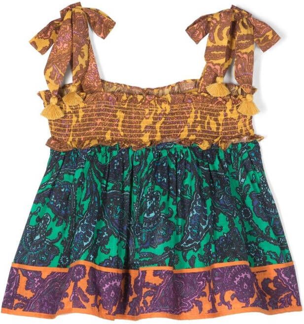 ZIMMERMANN Kids Midi-jurk met contrasterend vlak Blauw