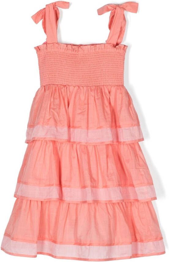 ZIMMERMANN Kids Midi-jurk met gesmockt vlak Roze