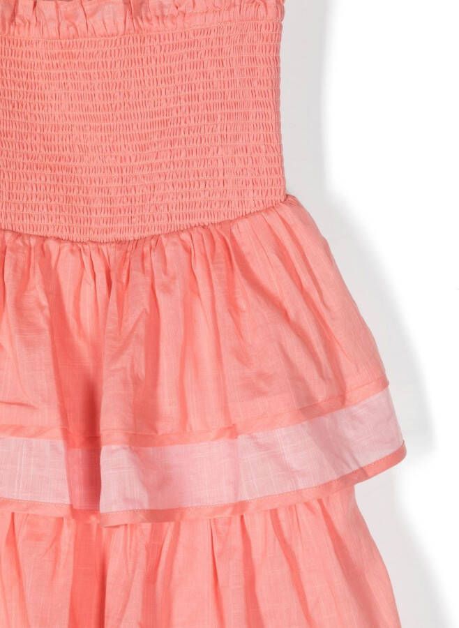 ZIMMERMANN Kids Midi-jurk met gesmockt vlak Roze