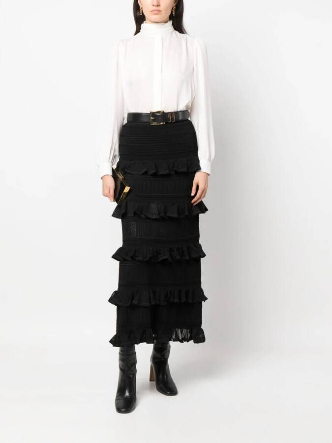 ZIMMERMANN Midi-rok met ruches Zwart